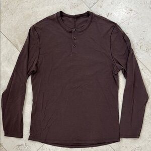 lululemon men’s 5-Year Basic Long Sleeve Henley, plum/wine color